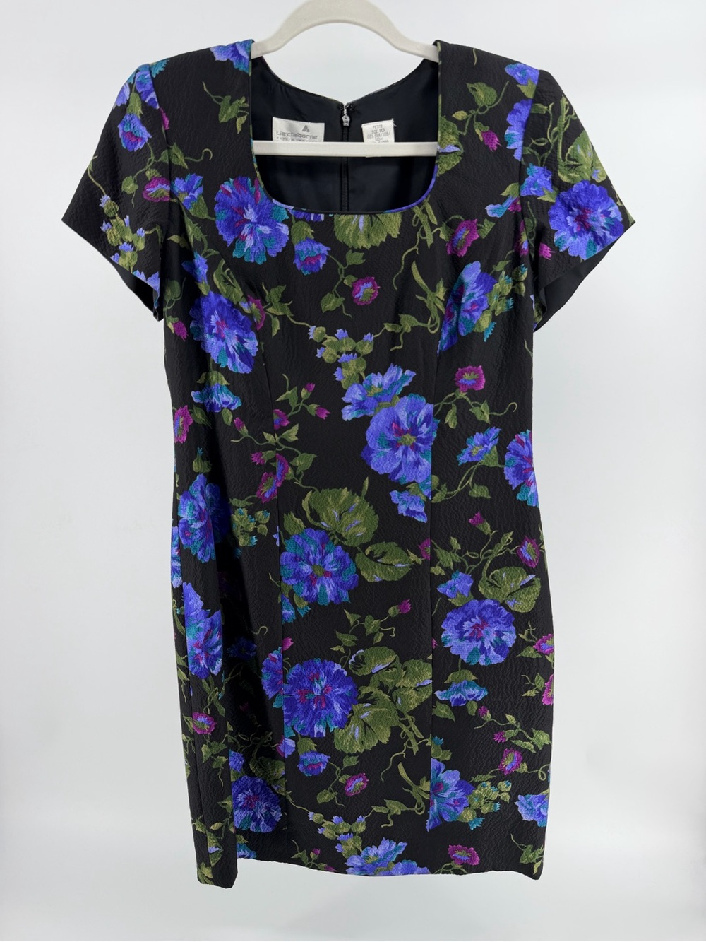 Vintage Liz Claiborne 100% Silk Square Neck Floral Print Dress, Women's 10P